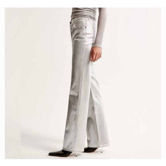 abercrombie fitch the 90's relaxed jean high rise silver Denim 24 00 - Picture 4 of 9